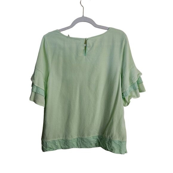 Soft Surroundings Oakleigh Margarita Green Tired Bell Sleeve Top Size M - Picture 4 of 10